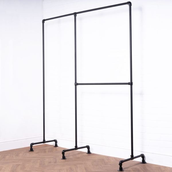 Free-Standing-Full-Height-Clothing-Rail-Industrial-Powder-Coated-Pipe-Style-3