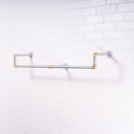 Wall-Mounted-Drop-Down-Clothes-Rail-Industrial-Silver-and-Brass-Pipe-Style-4