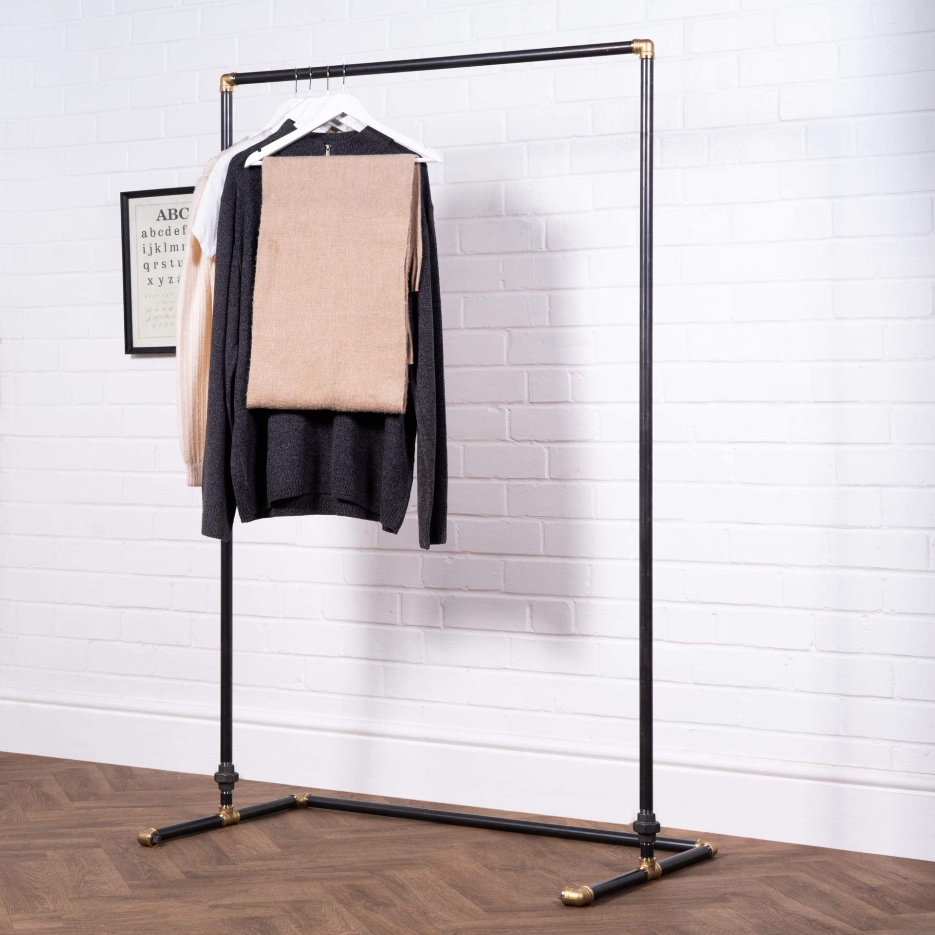 Free Standing Walk In Clothing Rail | Industrial Raw Steel and Brass ...
