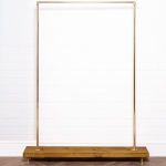 Free-Standing-Clothing-Rail-on-Wooden-Base-Solid-Brass-Pipe-Style-6