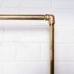 Free-Standing-Clothing-Rail-on-Wooden-Base-Solid-Brass-Pipe-Style-2