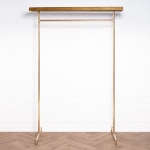 Free-Standing-Clothing-Rail-with-Wooden-Shelf-Solid-Brass-Pipe-Style-6