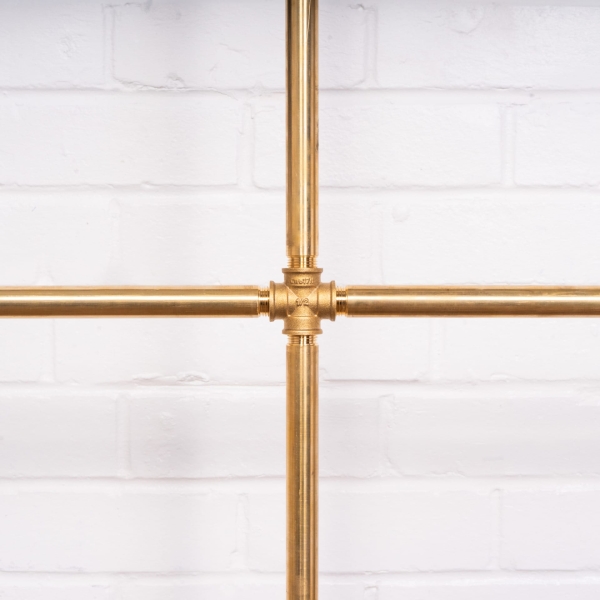 Four-Square-Full-Height-Clothing-Rail-Solid-Brass-Pipe-Style-9