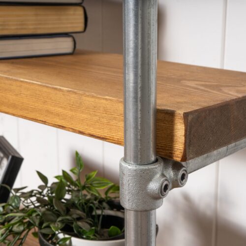 Key-Clamp-Free-Standing-Tiered-Shelving-Unit-Industrial-Silver-Pipe-Style-3