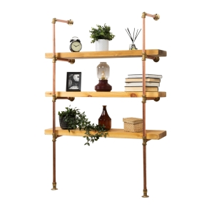 Floor-Mounted-Shelving-Unit-With-Reclaimed-Wooden-Shelves-Copper-Pipe-and-Brass-Style-3