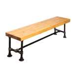 Chunky-Rustic-Bench-with-Pipe-Legs-Raw-Steel-Key-Clamp-and-Reclaimed-Timber-Style -4