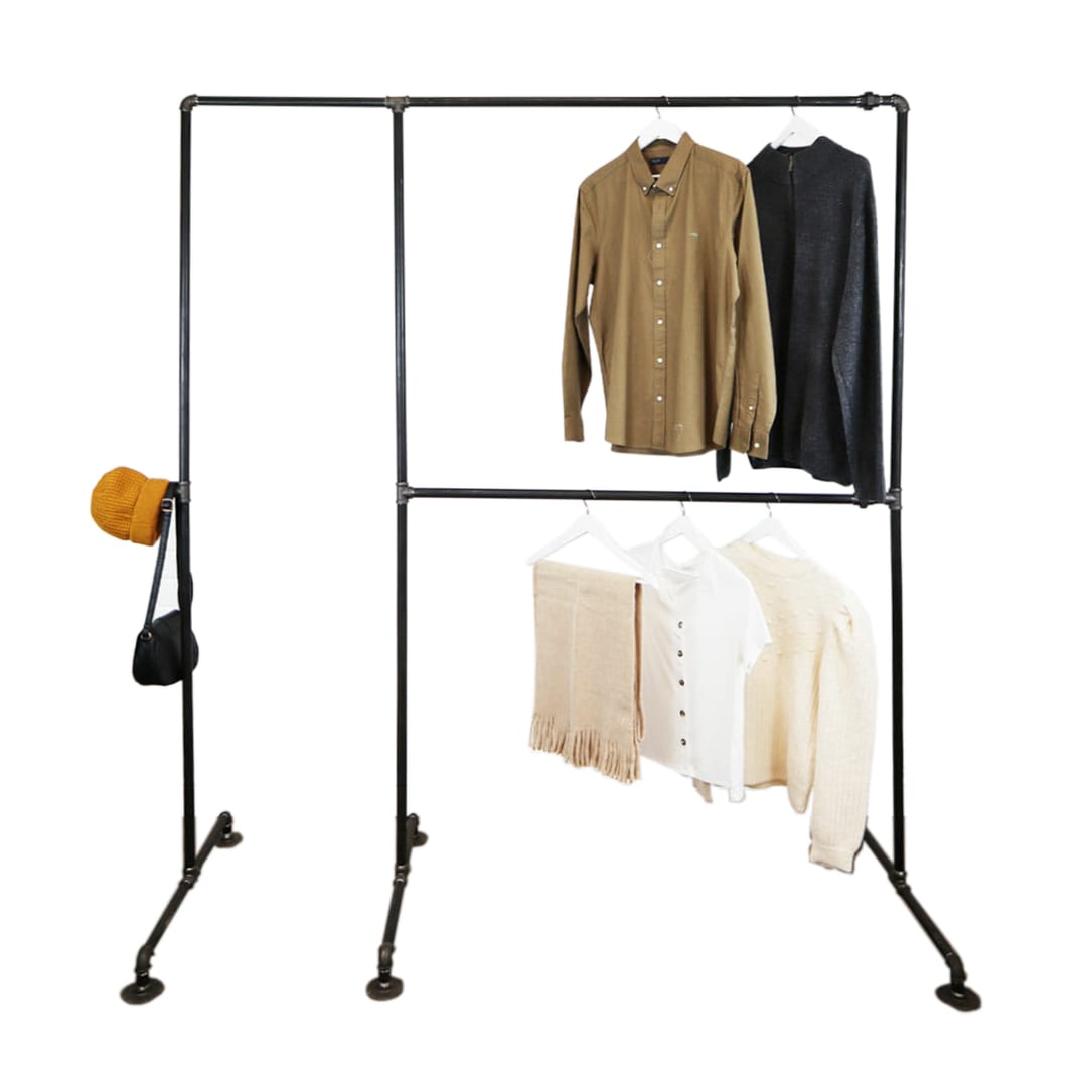 Free Standing Full Height Clothing Rail | Industrial Raw Steel Pipe ...