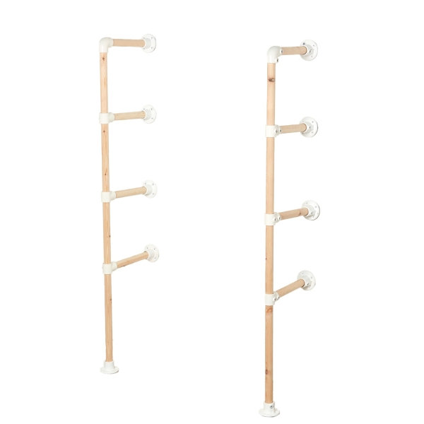 Floor-Mounted-Wooden-Pipe-Shelving-Unit-Without-Shelves-White-Powder-Coated-Key-Clamp-Style-2