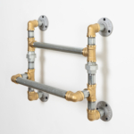 Double-Towel-Rail-Industrial-Silver-and-Brass-6