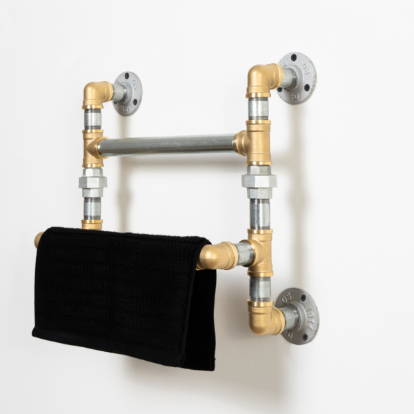 Double-Towel-Rail-Industrial-Silver-and-Brass-2