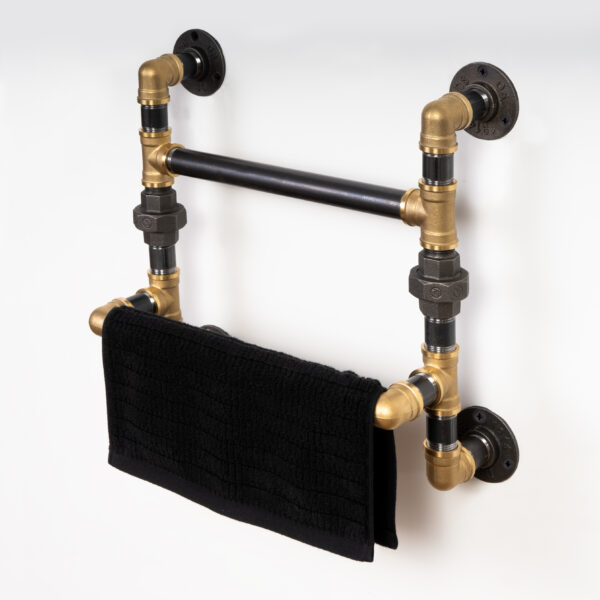 Double-Towel-Rail-Industrial-Raw-Steel-and-Brass-3