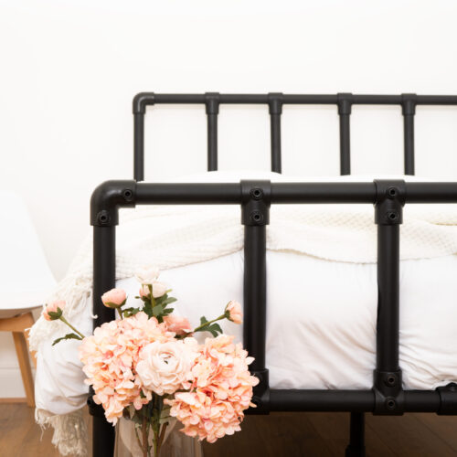 DIY-Industrial-Bed-with-Footboard-Black-Powder-Coated-Pipe-Style-3