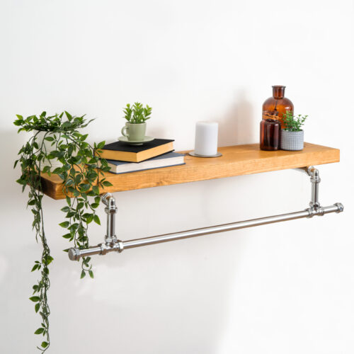 Tee-Clothes-Rail-With-Solid-Shelf-Chrome-4