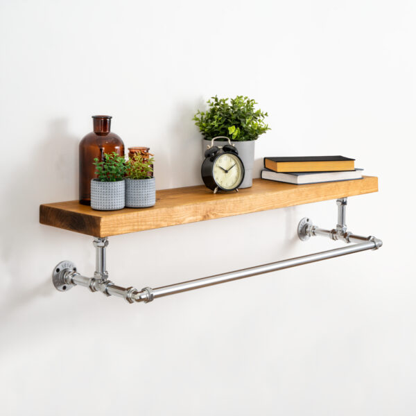 Elbow-Clothes-Rail-with-Solid-Wooden-Shelf-Chrome-3