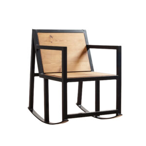 Reclaimed Timber And Box Steel Rocking Chair | Industrial Style