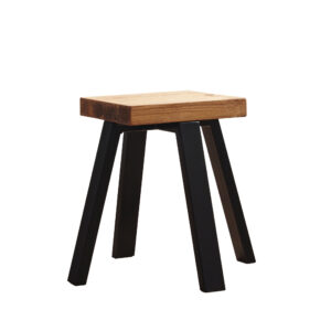 Square Side Table with Box Steel Legs | Industrial Reclaimed Timber Style